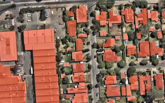 Building roof polygons over a suburban area